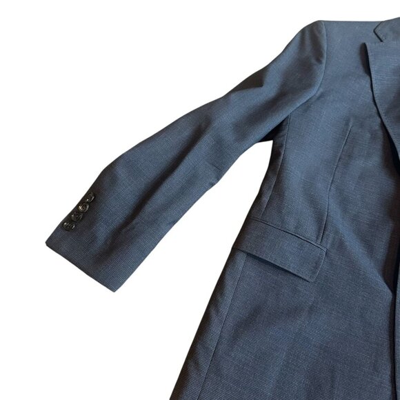 Ted Baker Endurance Navy Blue Check Print Blazer Jacket Designer Size 38R Men's - Picture 5 of 13